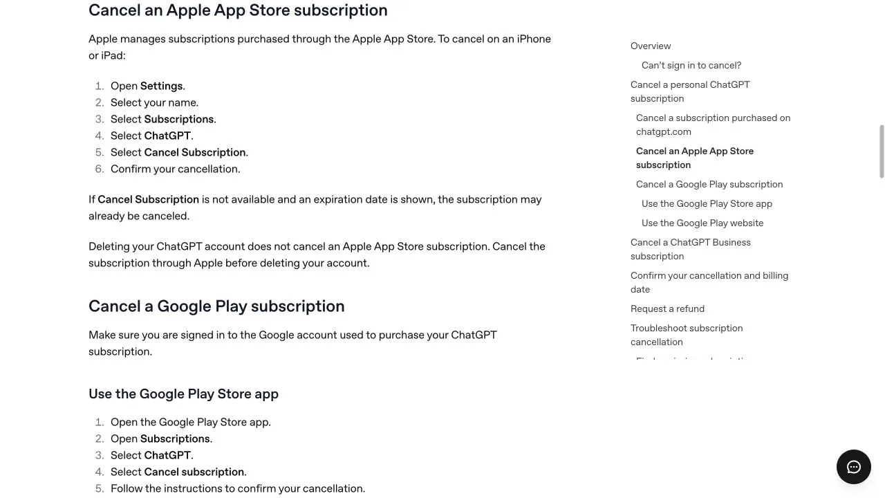 OpenAI 官方说明：取消 Apple App Store 订阅