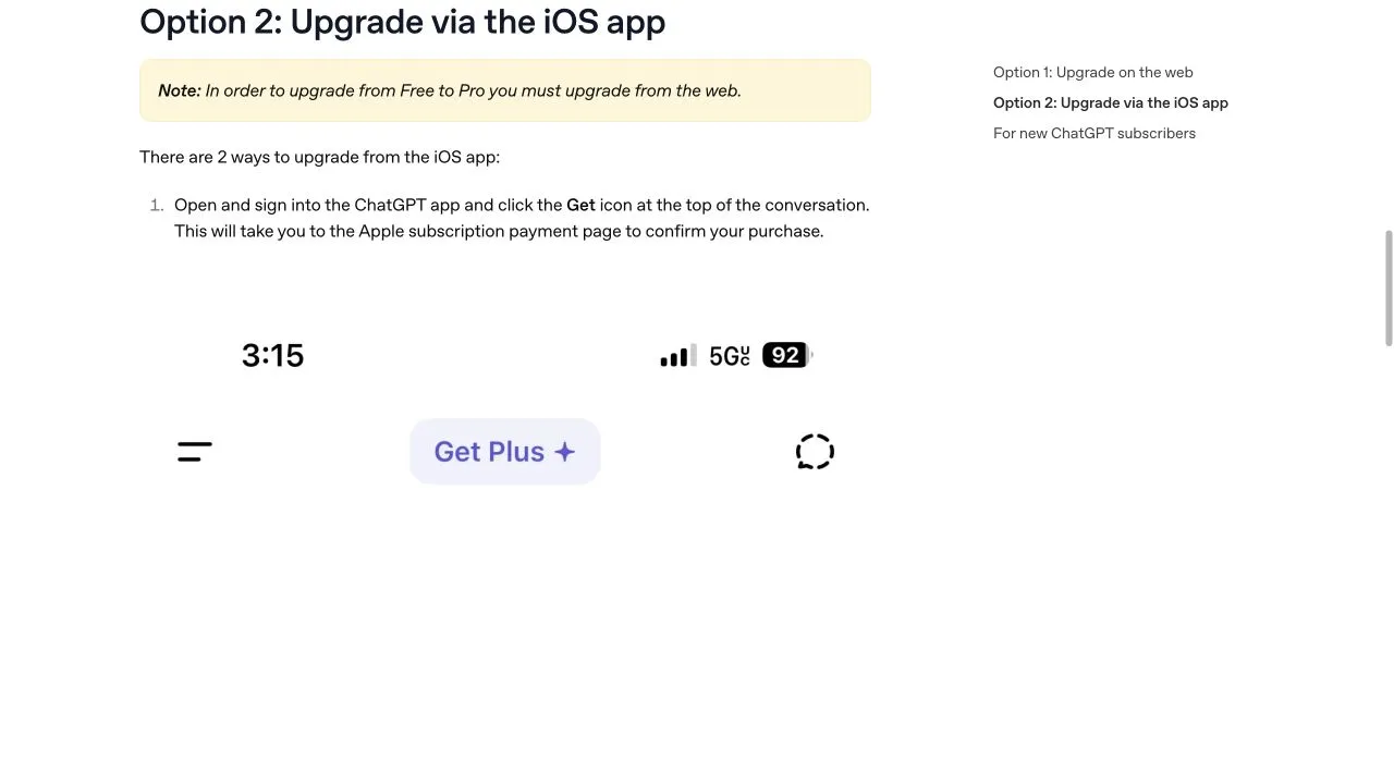 OpenAI 官方说明：从 iOS App 打开 Apple 订阅页面
